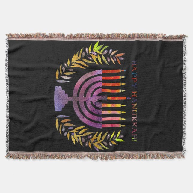 Lycklig Hanukkah Throw Filt (Framsidan)