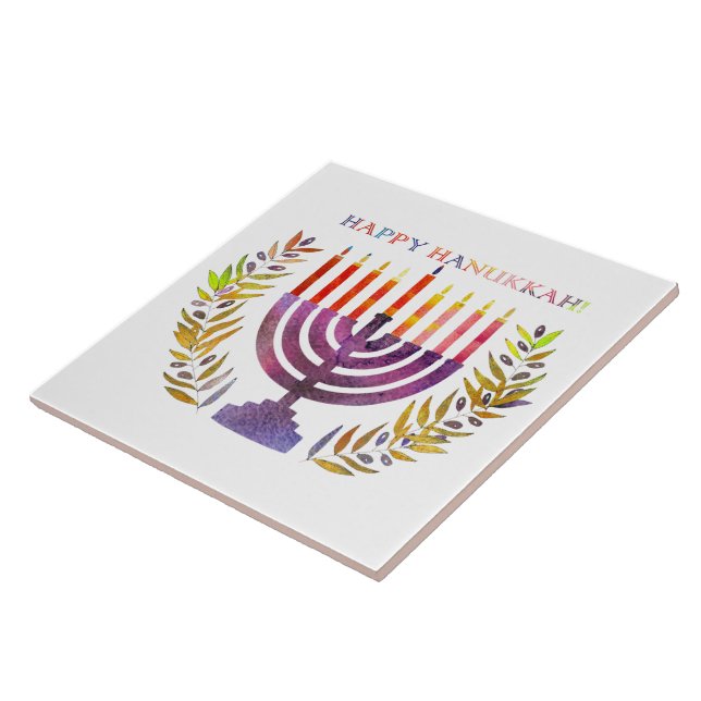 Lycklig Hanukkah Tile Kakelplatta (Sidan)