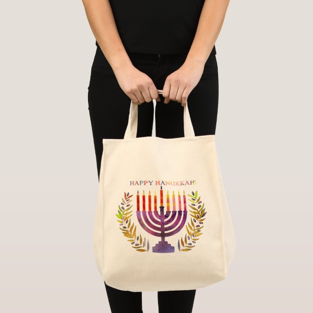 Lycklig Hanukkah Tote Bag Tygkasse (Framsida (produkt))