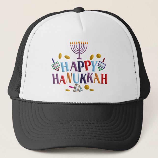 Lycklig Hanukkah Truckerkeps (Framsida)