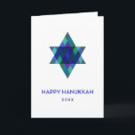 Lycklig Hanukkah Turkvoise Star of David Non-Photo Helgkort<br><div class="desc">Önskar vänner och familj "Lycklig Hanukkah" med den här vita flerfärgade stjärnan av David. Året kan redigeras med mer redigerbar text inuti. Klicka på "anpassa" om du vill ändra typsnitt,  flytta text,  färg eller ändra storlek på</div>