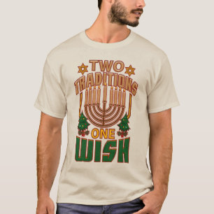 Lycklig Hanukkah två traditioner en önskan T Shirt