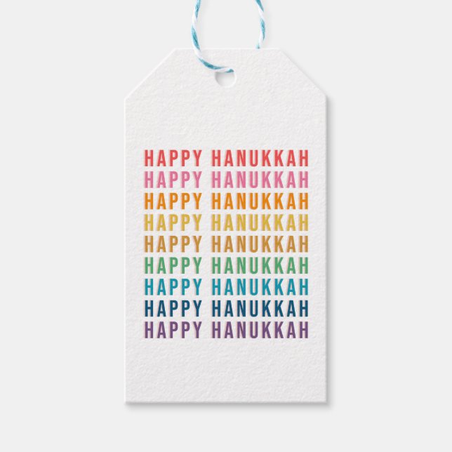 Lycklig Hanukkah | Typografi för enkel regnbåge i  Presentetikett (Framsidan)