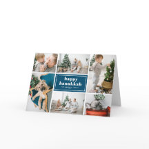 Lycklig Hanukkah Typography Photo Collage Blue