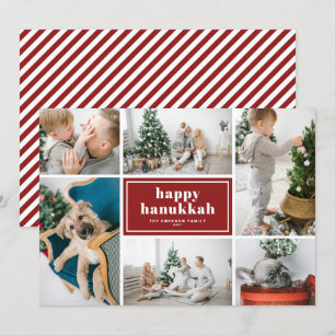 Lycklig Hanukkah Typography Red Photo Collage Julkort