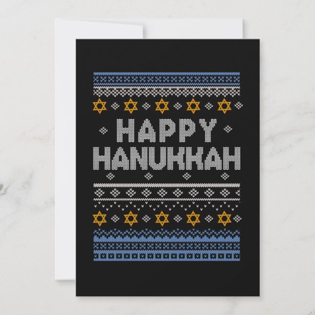 Lycklig Hanukkah Ugly Shirt Jewish Festival Gift Inbjudningar (Framsida)