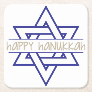 Lycklig Hanukkah Underlägg Papper Kvadrat