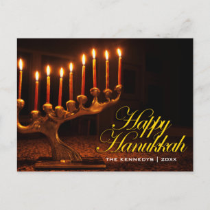 Lycklig Hanukkah - Upplyst nio Candle Menorah Helg Vykort