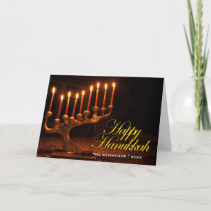 Lycklig Hanukkah - Upplyst nio Candle Menorah Helgkort