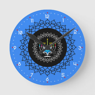 Lycklig Hanukkah - vacker    designRound Clock Rund Klocka
