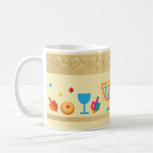 Lycklig Hanukkah Vacker judisk Helgdag Kaffemugg