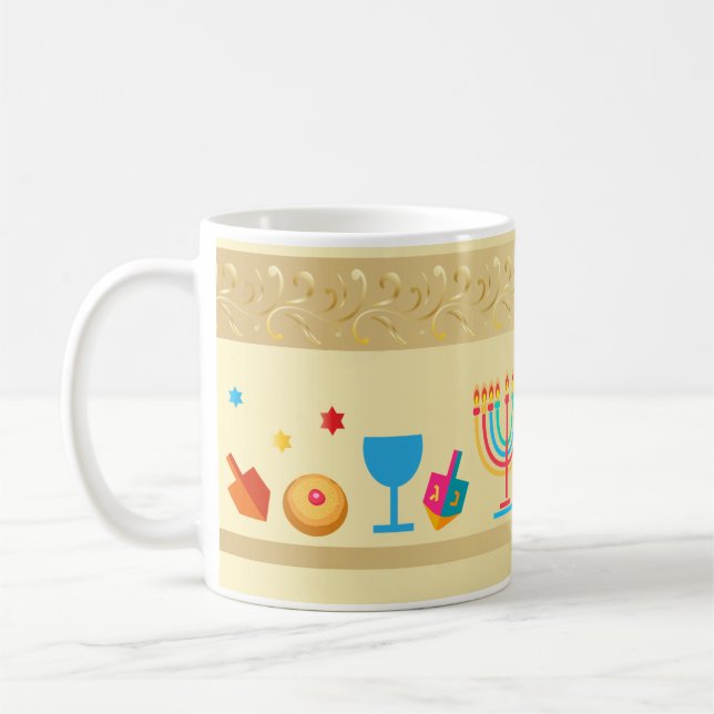 Lycklig Hanukkah Vacker judisk Helgdag Kaffemugg (Vänster)