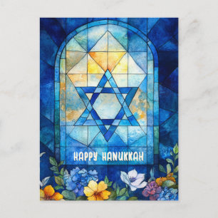 🕎 Lycklig Hanukkah, vind av anpassade nedfläckad Vykort