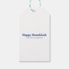 Lycklig Hanukkah vit blå, enkel, minimalistisk anp Presentetikett