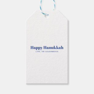 Lycklig Hanukkah vit blå, enkel, minimalistisk anp Presentetikett