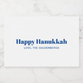 Lycklig Hanukkah vit blå minimalistisk personlig Mat Etiketter