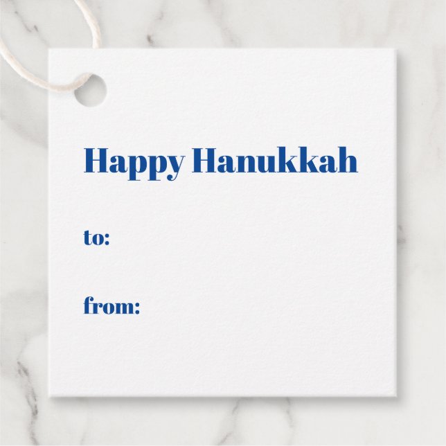 Lycklig Hanukkah vit blå till modern rand Gåvor Etiketter (Framsida)