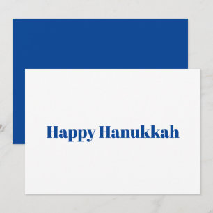Lycklig Hanukkah vit blå typografi minimalist Julkort