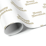 Lycklig Hanukkah vit guld söt typografi mönster Presentpapper<br><div class="desc">Lycklig Hanukkah vit guld söt typografi mönster Wrapping Papper. Faux guld typography mönster på vit bakgrund. Denna pappra förpackning är underbar för Hanukkah,  Chanukah,  pub mitzvah,  bat mitzvah,  shabbat och judiska Helgdagar.</div>