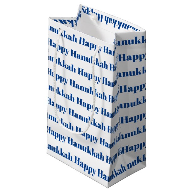 Lycklig Hanukkah, vit, modern typografi (Framsidan Vinklad)