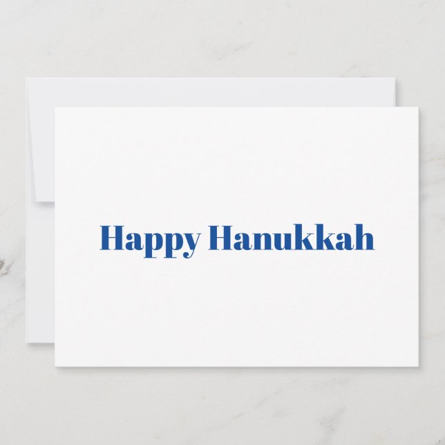 Lycklig Hanukkah vit och blå minimalistisk modern Julkort (Framsida)