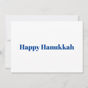 Lycklig Hanukkah vit och blå minimalistisk modern Julkort