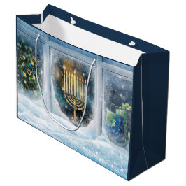 Lycklig Hanukkah. Winter Scene med Menorah