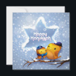Lycklig Hanukkah Winter Snö Birds<br><div class="desc">Denna helgdagar har två fåglar sitta på ett snö lastat träd gren med kippah och scarf med snö som faller i bakgrunden. Texten "Lycklig Hannukah" i modern vit typografi i David Star. #hanukah #chanukah #helgdagar #säsong #festive #Vintern #snö #Bir#Bir#scarf #kippah #jewant #cap #cap #modern #trendig #trending #stil #snyggt ## #populär...</div>