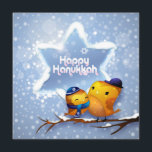Lycklig Hanukkah Winter Snö Birds<br><div class="desc">Denna helgdagar har två fåglar sitta på ett snö lastat träd gren med kippah och scarf med snö som faller i bakgrunden. Texten "Lycklig Hannukah" i modern vit typografi i David Star. #hanukah #chanukah #helgdagar #säsong #festive #Vintern #snö #Bir#Bir#scarf #kippah #jewant #cap #cap #modern #trendig #trending #stil #snyggt ## #populär...</div>
