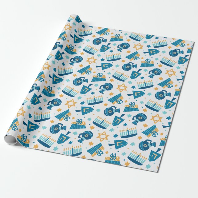 Lycklig Hanukkah Wrapping Papper Presentpapper (Utrullad)