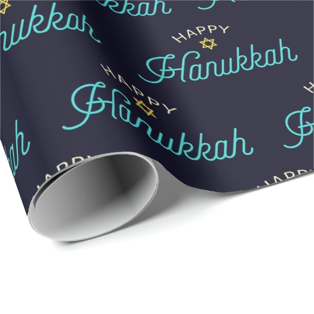 Lycklig Hanukkah Wrapping Papper Presentpapper (Rullad Hörn)