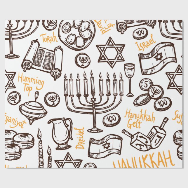 Lycklig Hanukkah Wrapping papper Presentpapper (Platt)
