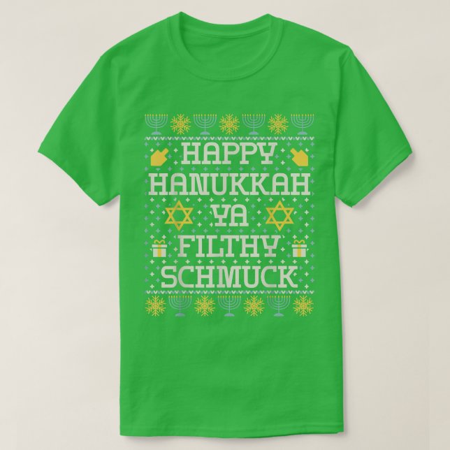 Lycklig Hanukkah Ya Filthy Schmuck , Funny Hanukka T Shirt (Design framsida)