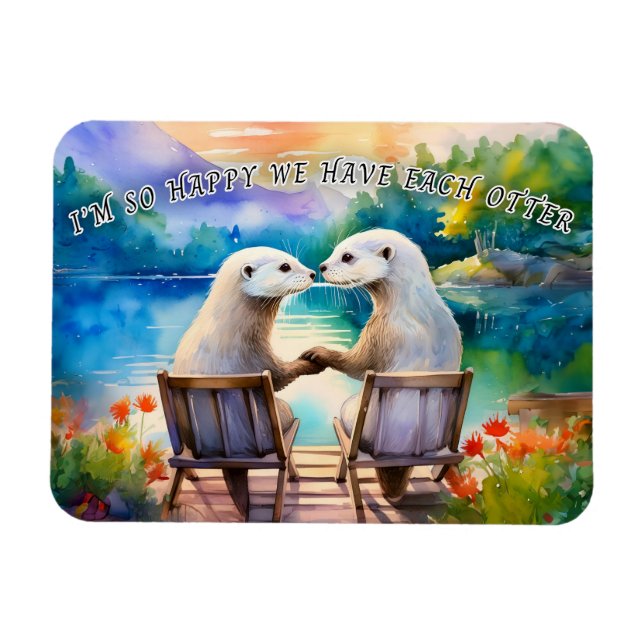 Lycklig har vi varje Otter Magnet (Horisontell)