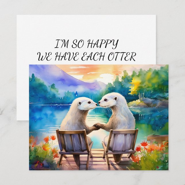Lycklig har vi varje Otter Vykort (Fram/baksida)