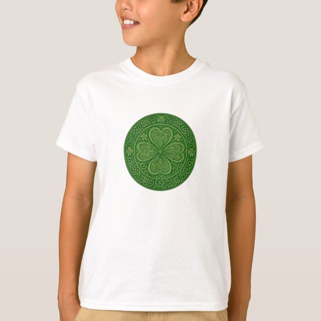 Lycklig Harmoni: Keltisk Fyrklövermandala T Shirt (Framsida)