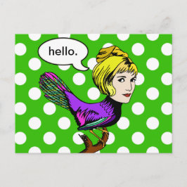 Lycklig Harpy Antropomorphic Bird Girl Postcard Vykort