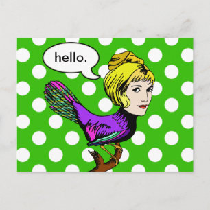 Lycklig Harpy Antropomorphic Bird Girl Postcard Vykort