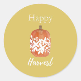 Lycklig Harvest Fall Pumpkin Stickers-Gult Runt Klistermärke