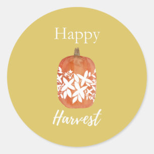 Lycklig Harvest Fall Pumpkin Stickers-Gult Runt Klistermärke