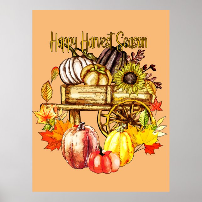 Lycklig Harvest Season - Autumn Pumpkins Poster (Framsidan)