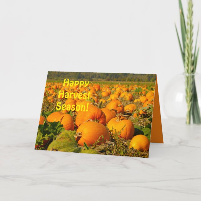Lycklig Harvest Season, Pumpkin Patch Scene Hälsni Kort (Framsida)