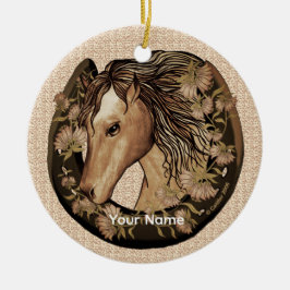 Lycklig häst-ornament julgransprydnad keramik