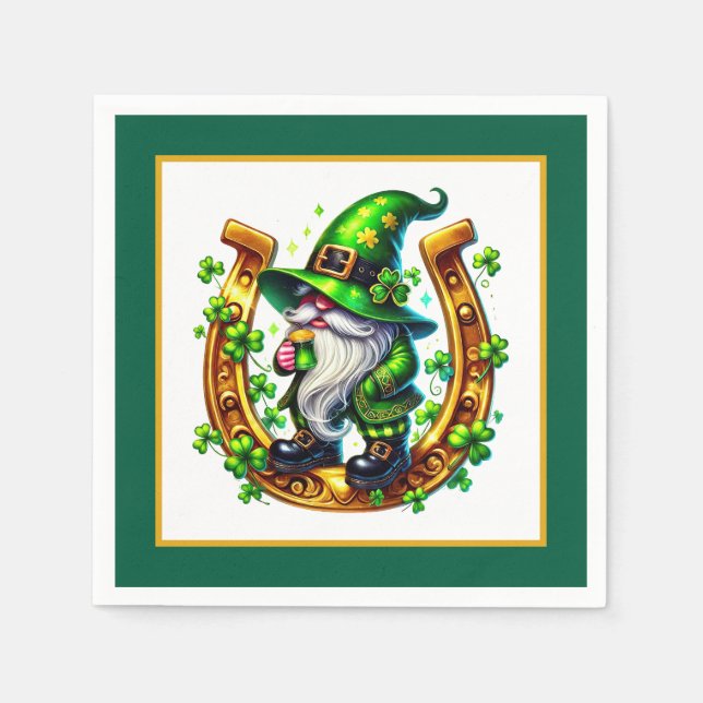 lycklig hästsko lille tomte Saint Patrick's Day  Pappersservett (Framsidan)