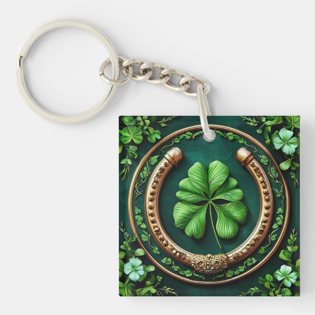 Lycklig Hästsko Med Klöver Symbol Vardaglig Bärbar (Framsidan)