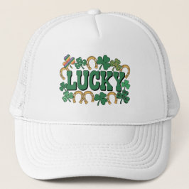 Lycklig hästsko och shamrocks keps
