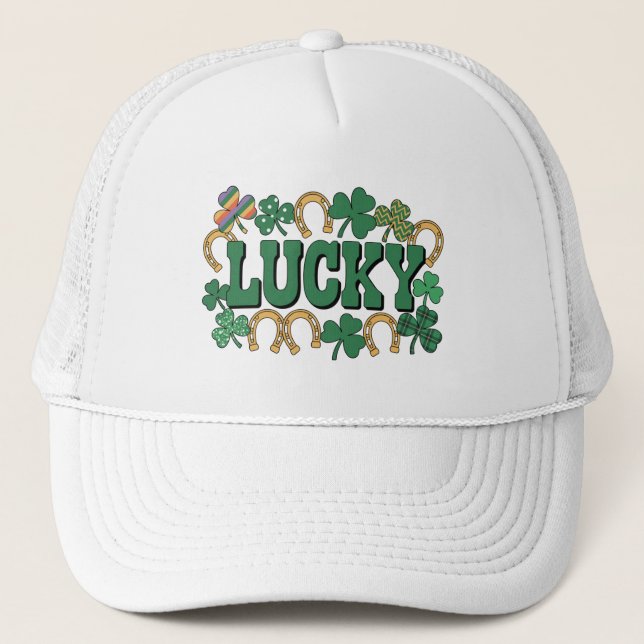 Lycklig hästsko och shamrocks keps (Framsida)