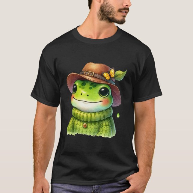 Lycklig Hat Frog T Shirt (Framsida)