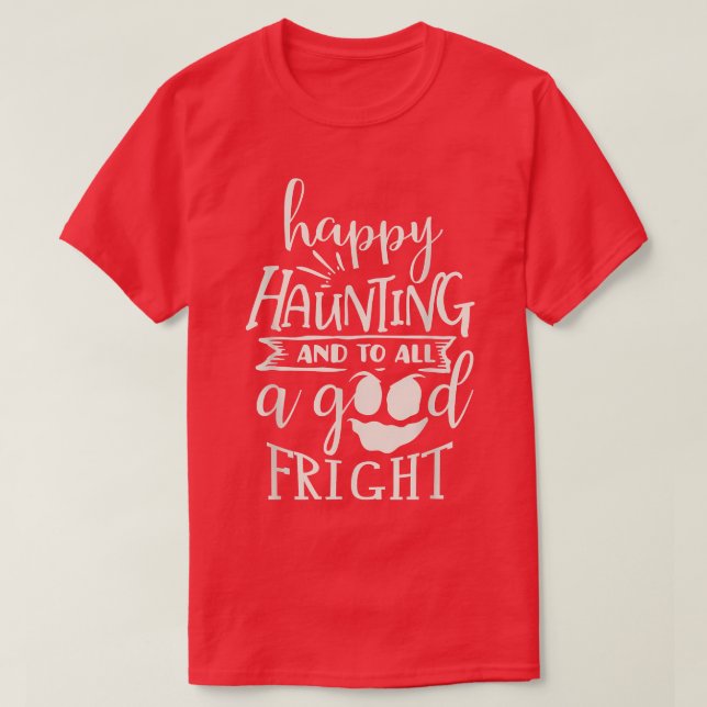 Lycklig Haunting Ghost Halloween Design T-Shirt (Design framsida)