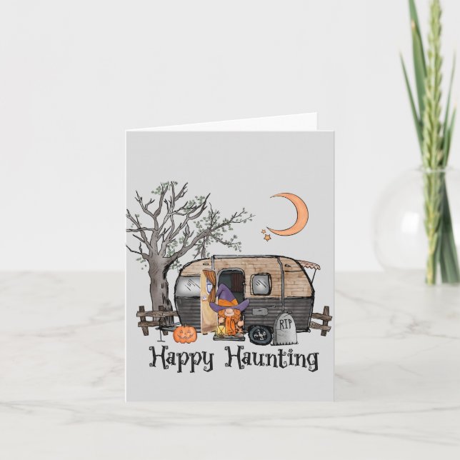 Lycklig Haunting | Halloween Camper | Spooky Witch Anteckningskort (Framsida)